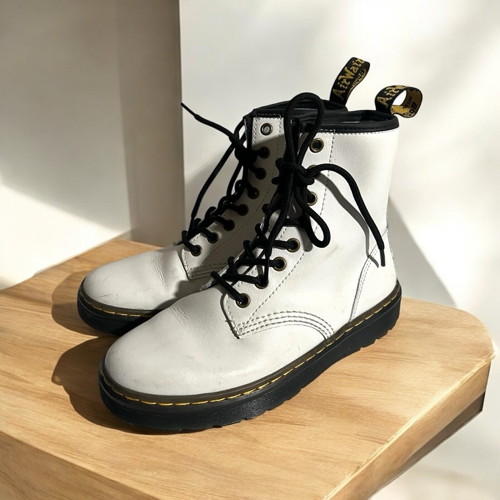 Dr Martens Zavala White Combat Boot